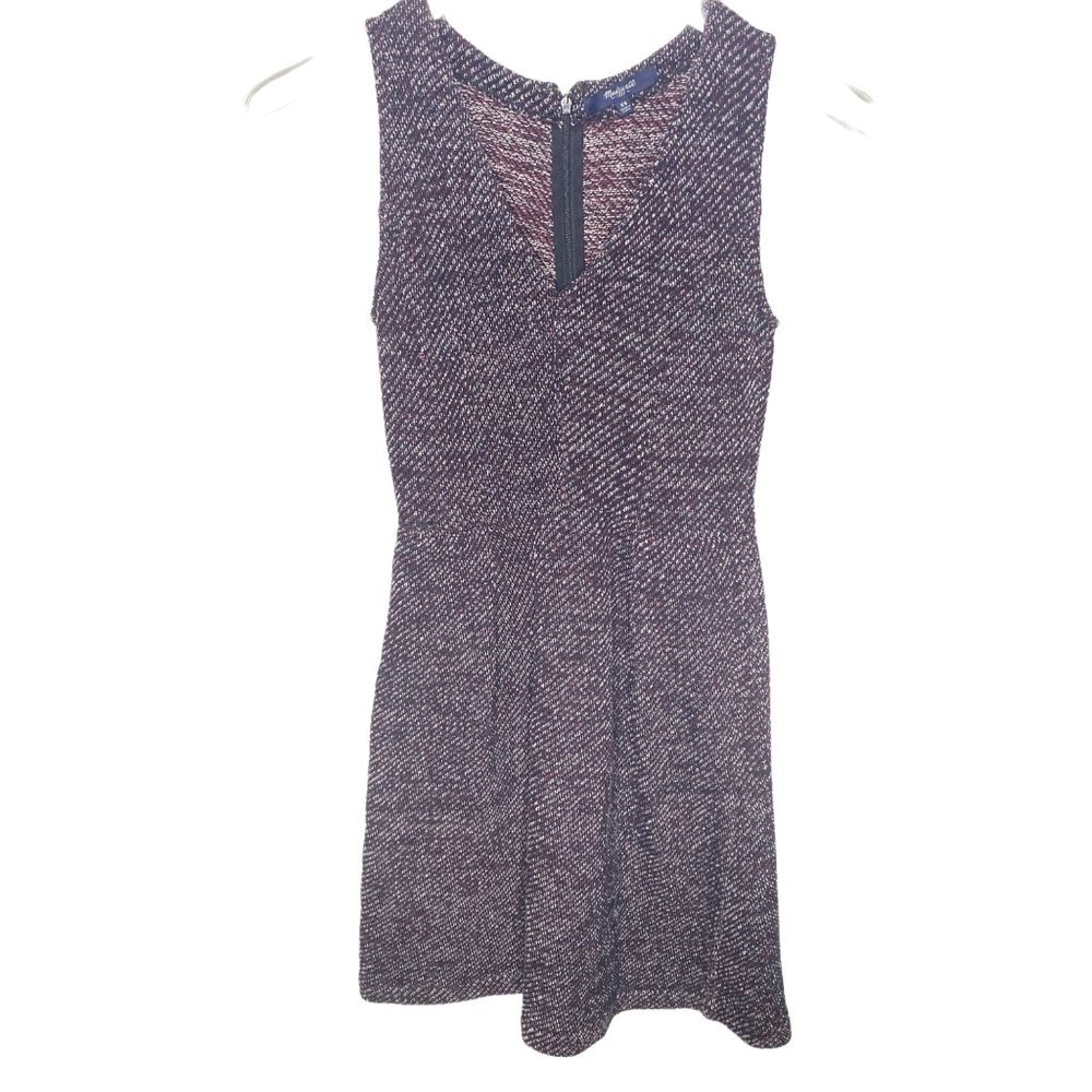 Madewell Black White Maroon Fleck V Neck Sleeveless Skater Dress Size XS